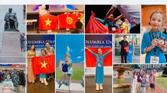 Cô bé 9 tuổi xuất hiện cùng lá cờ Tổ quốc trên đấu trường Toán học quốc tế