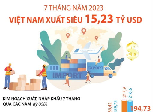 Việt Nam xuất siêu 15,23 tỷ USD sau 7 tháng đầu năm