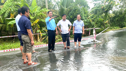 Phó Chủ tịch UBND tỉnh An Giang Trần Anh Thư khảo sát thực tế thiệt hại do ảnh hưởng giông, lốc
