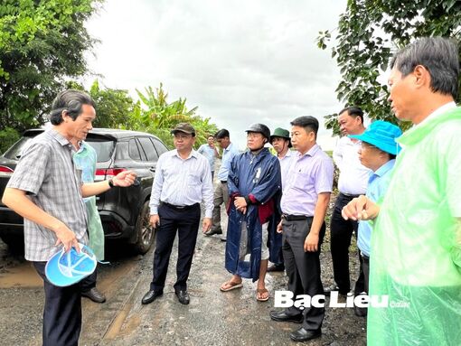 Bạc Liêu: Phó Chủ tịch Thường trực UBND tỉnh - Lê Tấn Cận kiểm tra tiến độ dự án đê biển Đông và kè chống ngập