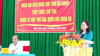 Phó Chủ tịch nước Cộng hòa XHCN Việt Nam Võ Thị Ánh Xuân tiếp xúc cử tri huyện Châu Thành