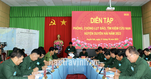 Trà Vinh: Diễn tập thử các nội dung phòng, chống lụt bão và tìm kiếm cứu nạn