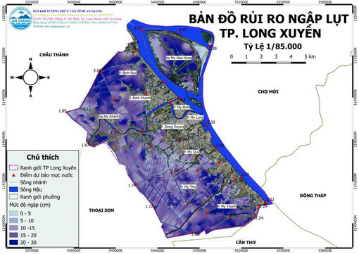 Cảnh báo mưa giông, Long Xuyên lại ngập