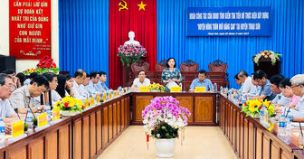 Phó Chủ tịch UBND tỉnh An Giang Nguyễn Thị Minh Thúy kiểm tra tiến độ thực hiện xây dựng huyện nông thôn mới nâng cao ở Thoại Sơn