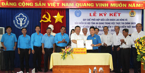 Bảo hiểm Xã hội và Liên đoàn Lao động tỉnh An Giang ký kết quy chế phối hợp