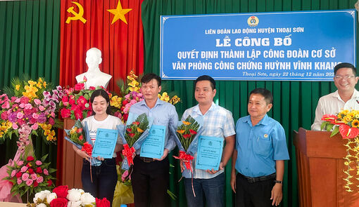 An Giang phát triển đoàn viên, thành lập công đoàn cơ sở