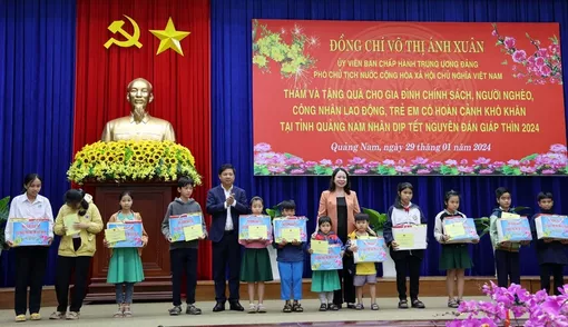 Phó Chủ tịch nước Võ Thị Ánh Xuân tặng quà gia đình chính sách tỉnh Quảng Nam