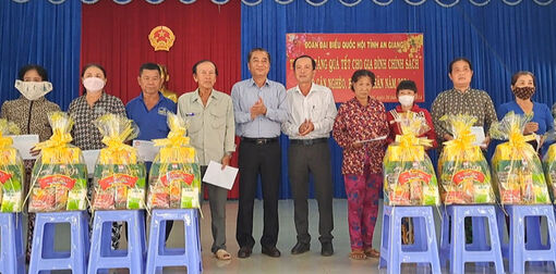 Đoàn Đại biểu Quốc hội tỉnh An Giang trao 100 phần quà Tết cho người dân xã Bình Mỹ