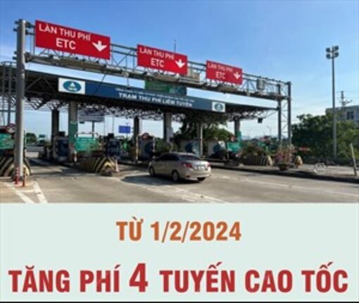 Từ 1/2, tăng phí 4 tuyến cao tốc