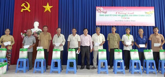 Ngân hàng Chính sách xã hội chi nhánh An Giang tặng 100 phần quà Tết cho người dân Châu Phú
