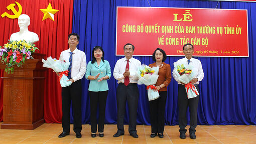 Công bố quyết định của Ban Thường vụ Tỉnh ủy An Giang về công tác cán bộ ở huyện Thoại Sơn