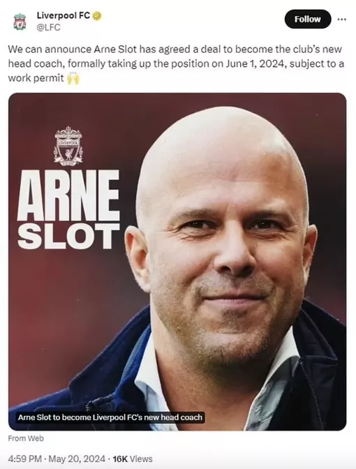 Tân HLV trưởng HLV Arne Slot: Thật khó từ chối Liverpool