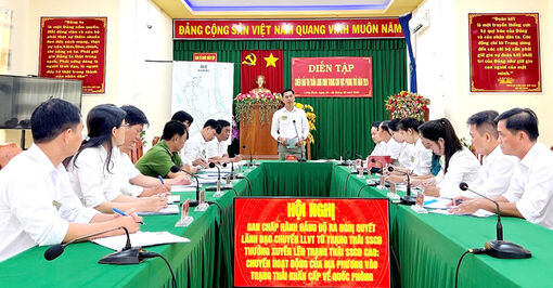 Thị trấn Long Bình hoàn thành diễn tập chiến đấu trong khu vực phòng thủ