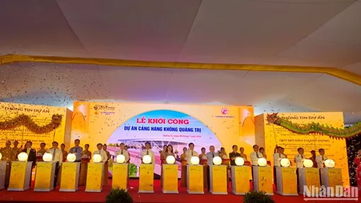 Phó Chủ tịch nước Võ Thị Ánh Xuân, Phó Thủ tướng Lê Thành Long dự Lễ khởi công Dự án Cảng hàng không Quảng Trị