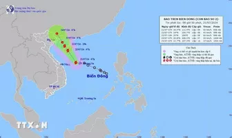 Áp thấp nhiệt đới trên vùng biển Hoàng Sa đã mạnh lên thành bão số 2