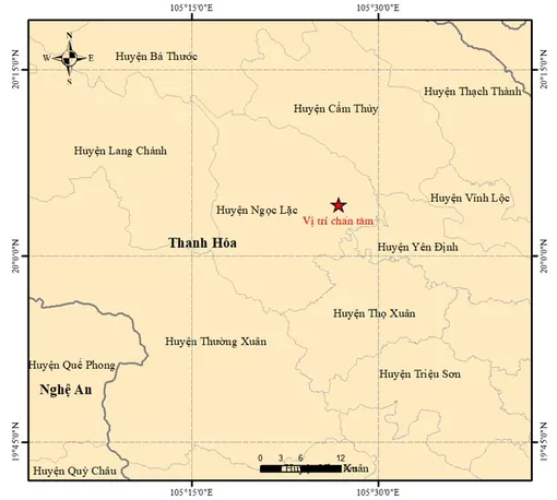 Thanh Hóa: Động đất cường độ 4,1 tại huyện Ngọc Lặc
