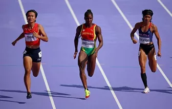 Trần Thị Nhi Yến về nhất trên đường chạy sơ loại cự li 100m ở Olympic Paris 2024