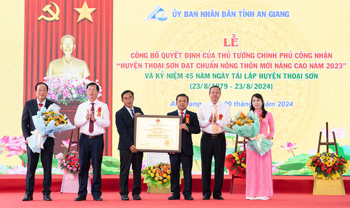 Công bố Quyết định của Thủ tướng Chính phủ công nhận huyện Thoại Sơn đạt chuẩn nông thôn mới nâng cao năm 2023