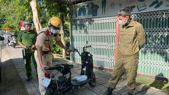 Công an Thoại Sơn thực hiện cao điểm bảo đảm trật tự an toàn giao thông