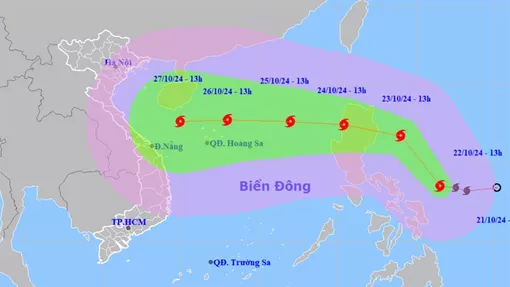 Áp thấp nhiệt đới mạnh lên thành bão mạnh cấp 8, giật cấp 10