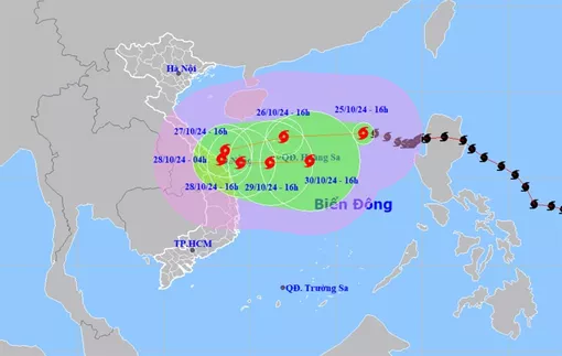 Bão số 6 di chuyển nhanh, khả năng tiến sát bờ biển miền trung