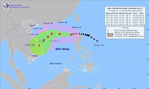 Bão số 7 di chuyển hướng Tây Tây Nam, giật cấp 17