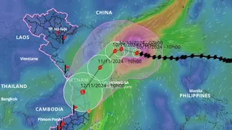 Bão số 7 Yinxing còn mạnh cấp cực đại, suy yếu nhanh khi gặp không khí lạnh