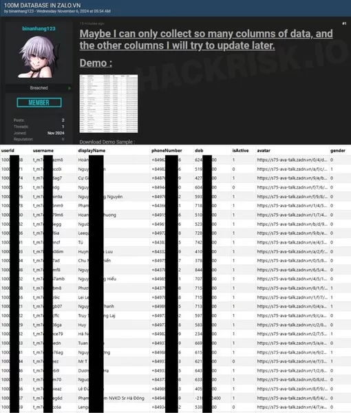 Dữ liệu 100 triệu người dùng Zalo bị lộ?