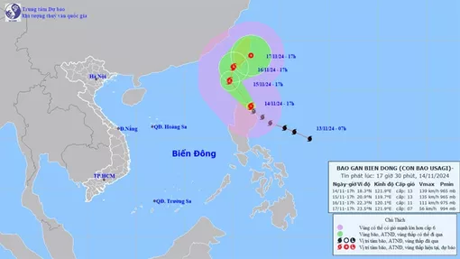 Bão Usagi mạnh cấp 13, giật cấp 16 gần Biển Đông