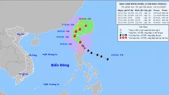 Bão Usagi khả năng vào Biển Đông trong đêm nay