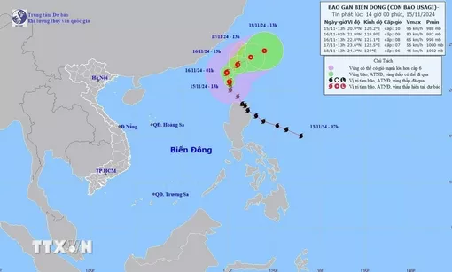 Vùng Bắc Biển Đông gió giật cấp 12, biển động mạnh do ảnh hưởng bão Usagi
