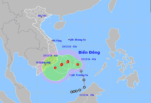 Thời tiết ngày 23/12: Áp thấp nhiệt đới có thể mạnh lên thành bão