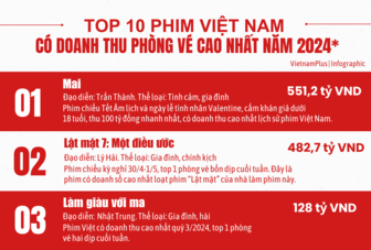 Top 10 phim Việt doanh thu cao nhất năm 2024: Phim gia đình chiếm ưu thế