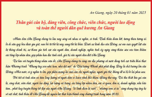 Thư của Bí thư Tỉnh ủy An Giang Lê Hồng Quang