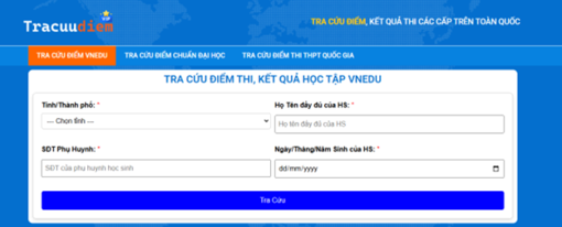 Hướng dẫn tra cứu điểm nhanh chóng tại Tracuudiem.vip