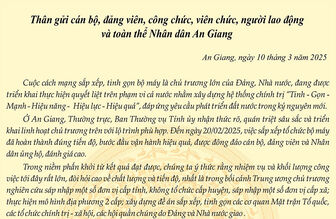 Thư của Bí thư Tỉnh ủy An Giang Lê Hồng Quang