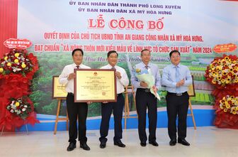 Xã Mỹ Hòa Hưng đón bằng công nhận đạt chuẩn nông thôn mới kiểu mẫu