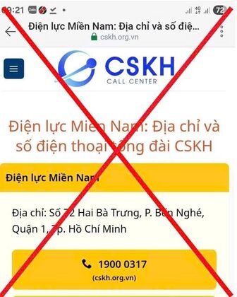 Cảnh báo trang web giả mạo ngành điện, cước phí tổng đài cao gấp 8 lần