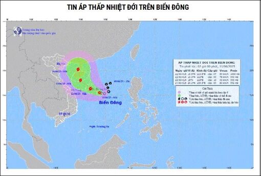 Thời tiết hôm nay (11-6): Áp thấp nhiệt đới di chuyển chậm trên Biển Đông