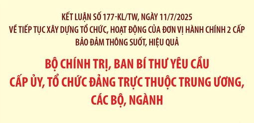 Kết luận số 177-KL/TW: Bộ Chính trị, Ban Bí thư yêu cầu cấp ủy, tổ chức đảng trực thuộc Trung ương, các bộ, ngành