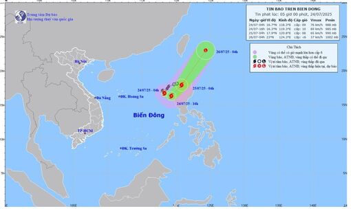 Thời tiết hôm nay (24-7): Bão số 4 (Comay), giật cấp 11, ở phía đông khu vực Bắc Biển Đông
