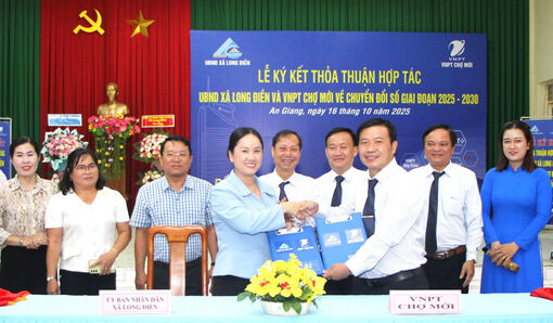 UBND Long Điền và VNPT Chợ Mới hợp tác chuyển đổi số giai đoạn 2025 - 2030
