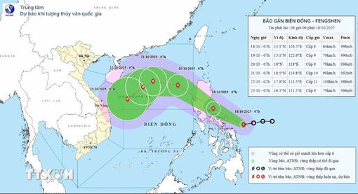 Áp thấp nhiệt đới đã mạnh lên thành bão với tên quốc tế là Fengshen