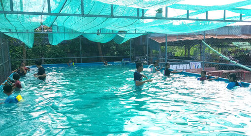 Xã An Cư khai giảng 20 lớp dạy bơi an toàn cho học sinh