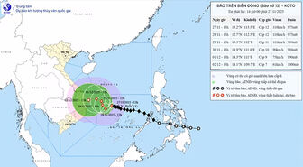 Bão số 15 sẽ loanh quanh ở giữa Biển Đông trong vài ngày tới