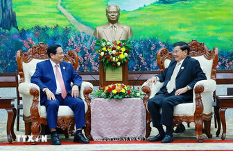 Thủ tướng Phạm Minh Chính hội kiến Tổng Bí thư, Chủ tịch nước Lào