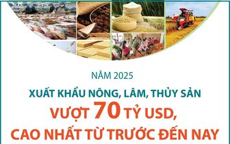 Năm 2025: Xuất khẩu nông, lâm, thủy sản vượt 70 tỷ USD, cao nhất từ trước đến nay