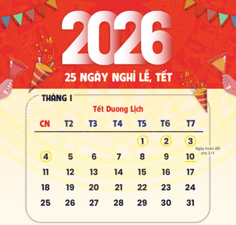 Chi tiết 25 ngày nghỉ lễ, Tết năm 2026