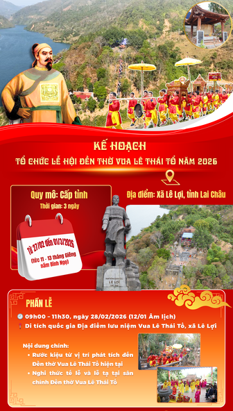 Kế hoạch tổ chức Lễ hội Đền thờ Vua Lê Thái Tổ năm 2026
