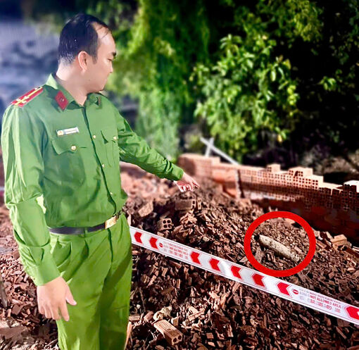 Phát hiện đạn pháo 105mm trong khu dân cư xã Nhơn Mỹ